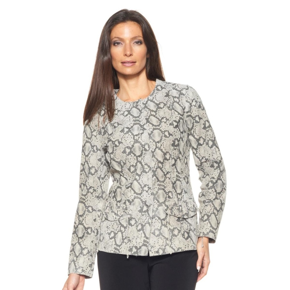 Chi by Falchi Genuine Suede Snake-Print Jacket